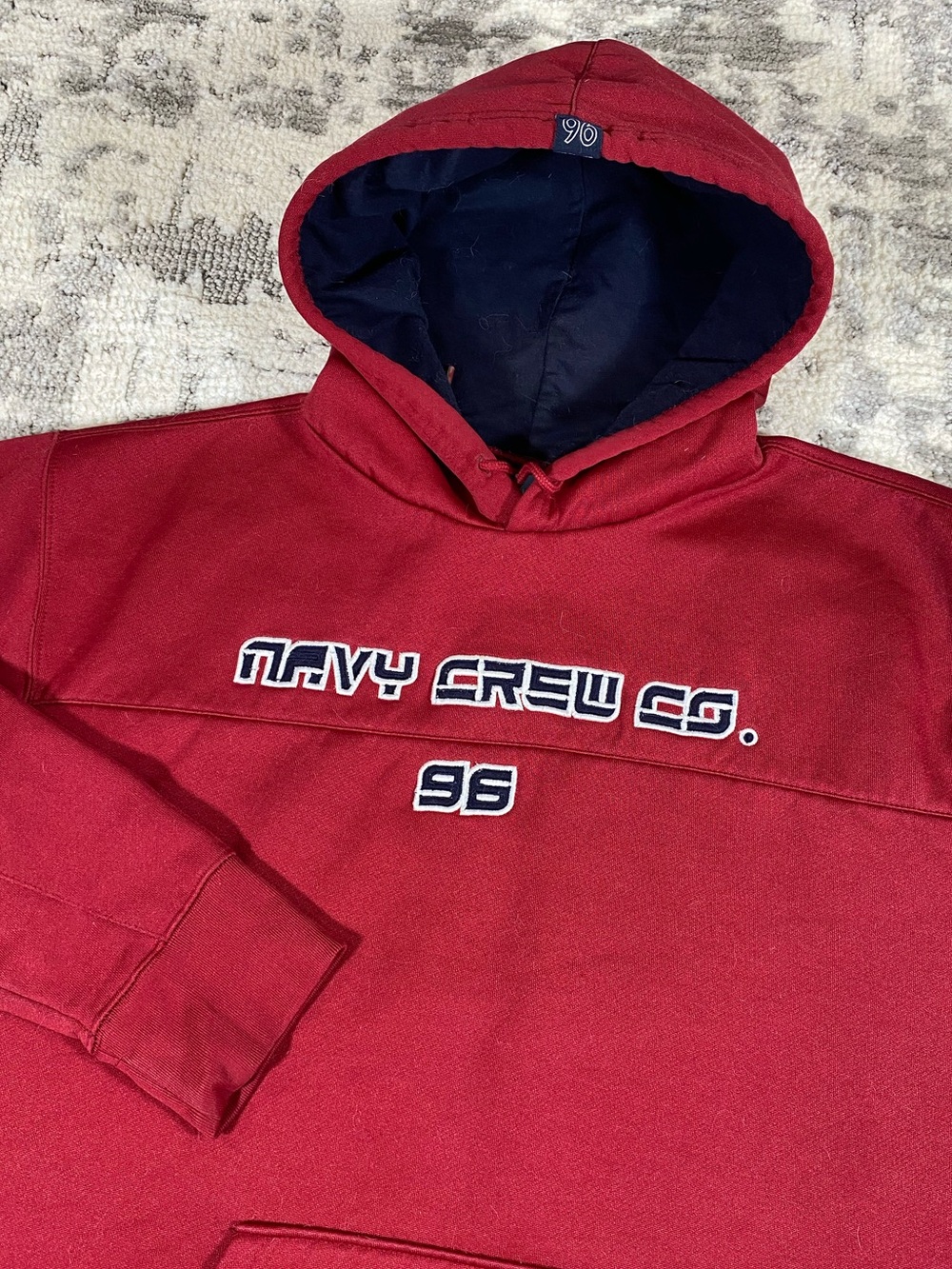 00s Y2k Navy Crew Co. Embroidered Surf Hoodie